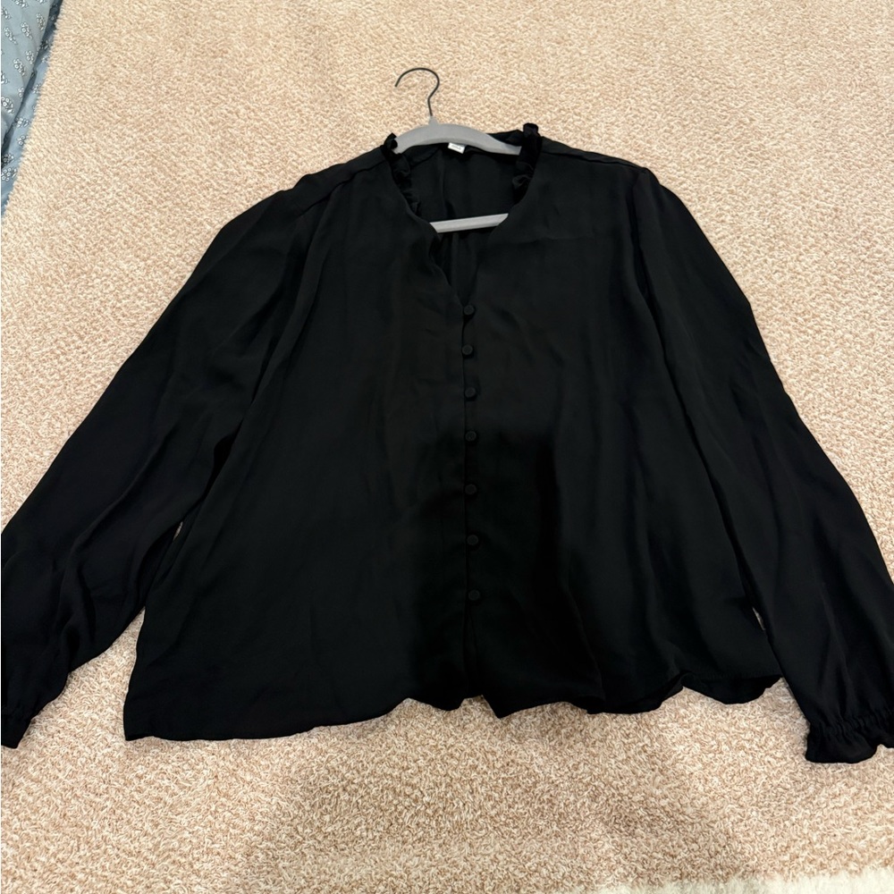 J. Crew Black Button-Up Blouse